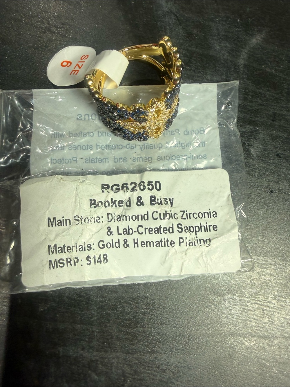 Booked & Busy Gold Ring with Blue Lab-Created Sapphire Accents